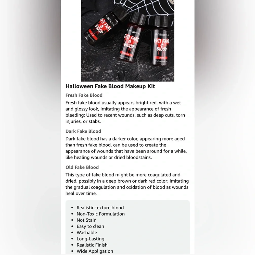 3PCS Halloween Fake Blood | Dark, Fresh, Old Blood each 0.53oz